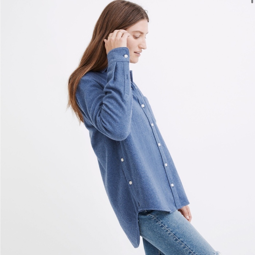 Madewell Flannel Side-Button Oversized Ex-Boyfriend Shirt. Size S . Style NC838 - Picture 3 of 12